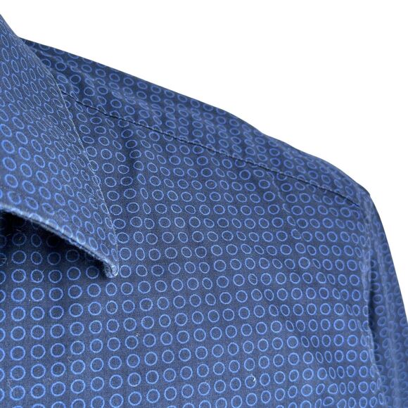 Paul Smith Dress Shirt Men's 15.5 39 Blue Geometric Formal Classic Long Sleeve - Picture 3 of 10